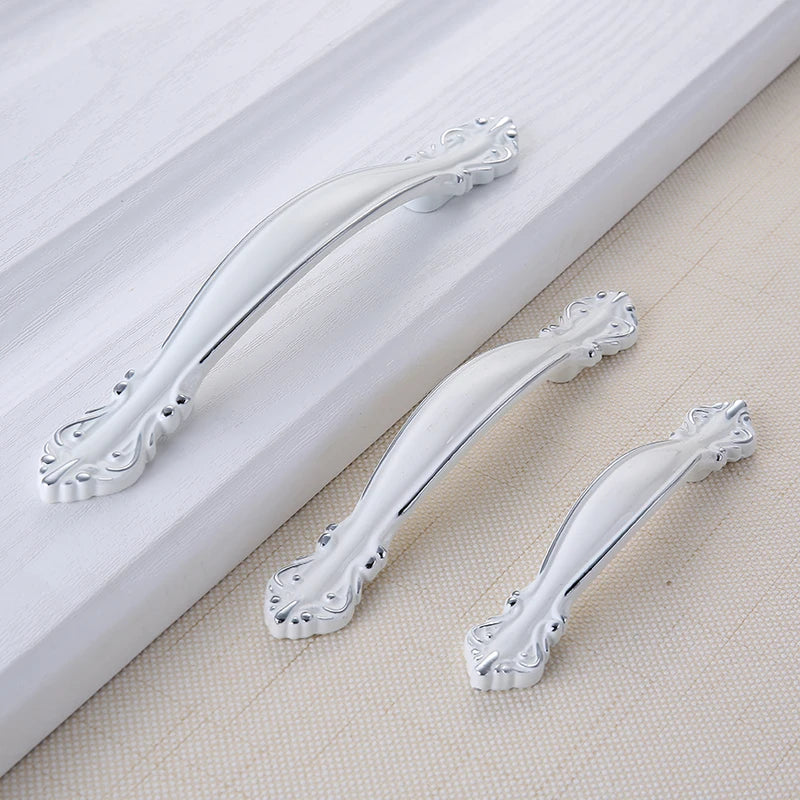 European Ivory White Cabinet Handle – Elegant Zinc Alloy Drawer Pulls for Dressers, Closets, and Cupboards (96mm) Dlight Decor