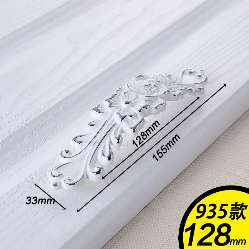 European Ivory White Cabinet Handle – Elegant Zinc Alloy Drawer Pulls for Dressers, Closets, and Cupboards (96mm) Dlight Decor