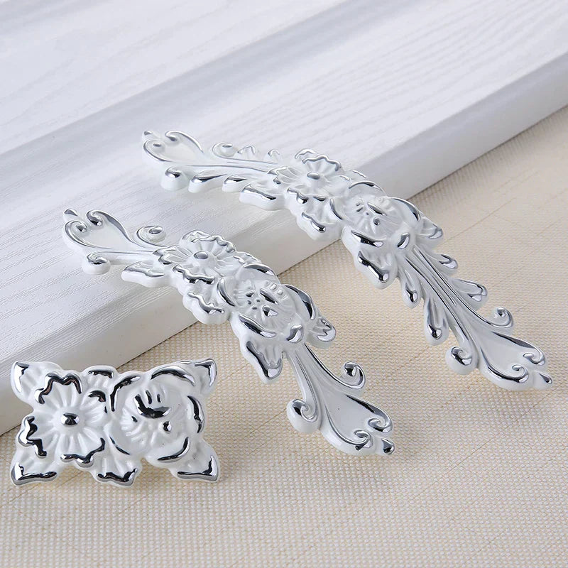 European Ivory White Cabinet Handle – Elegant Zinc Alloy Drawer Pulls for Dressers, Closets, and Cupboards (96mm) Dlight Decor