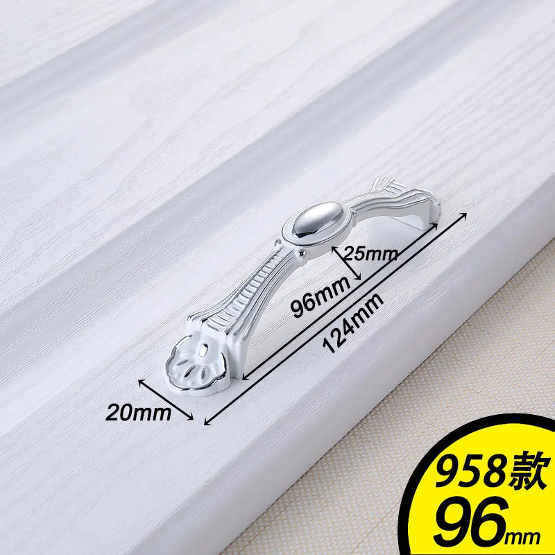 European Ivory White Cabinet Handle – Elegant Zinc Alloy Drawer Pulls for Dressers, Closets, and Cupboards (96mm) Dlight Decor
