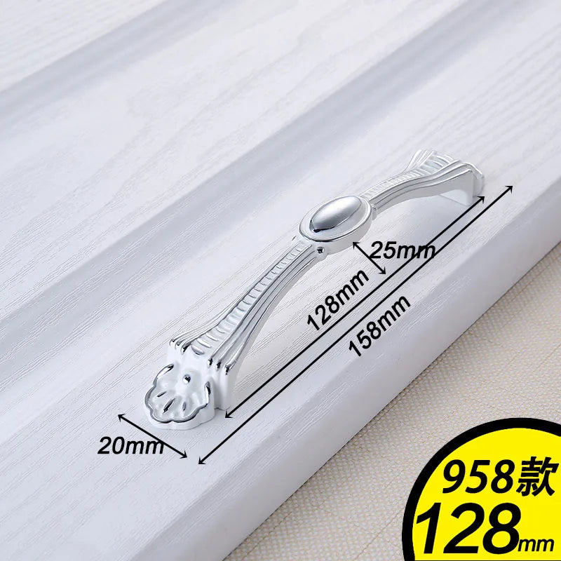European Ivory White Cabinet Handle – Elegant Zinc Alloy Drawer Pulls for Dressers, Closets, and Cupboards (96mm) Dlight Decor