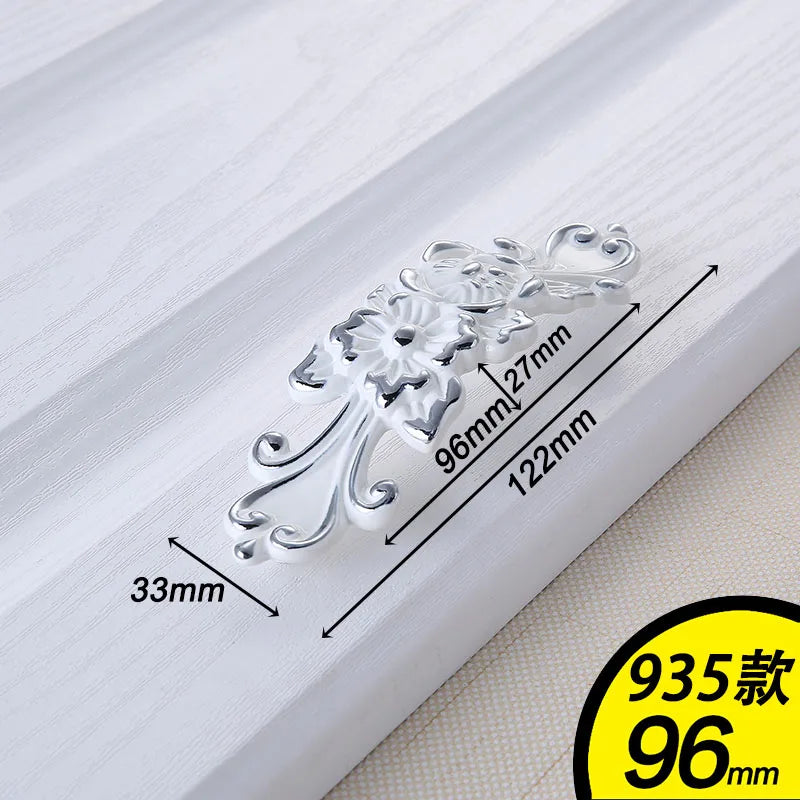 European Ivory White Cabinet Handle – Elegant Zinc Alloy Drawer Pulls for Dressers, Closets, and Cupboards (96mm) Dlight Decor
