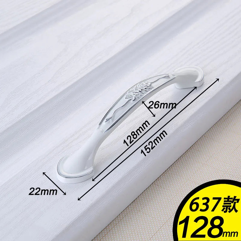 European Ivory White Cabinet Handle – Elegant Zinc Alloy Drawer Pulls for Dressers, Closets, and Cupboards (96mm) Dlight Decor