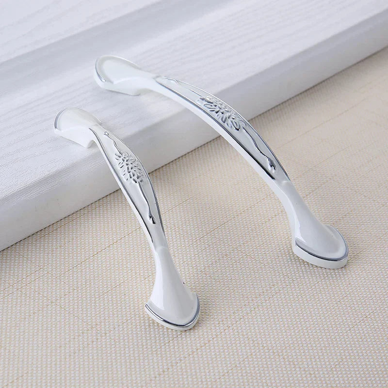 European Ivory White Cabinet Handle – Elegant Zinc Alloy Drawer Pulls for Dressers, Closets, and Cupboards (96mm) Dlight Decor