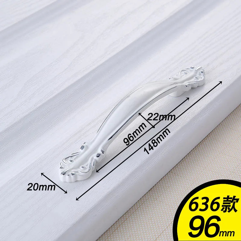 European Ivory White Cabinet Handle – Elegant Zinc Alloy Drawer Pulls for Dressers, Closets, and Cupboards (96mm) Dlight Decor