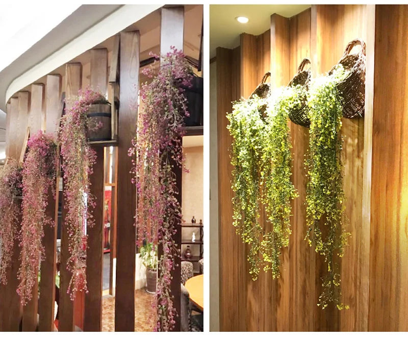 Dlight Decor 75cm Hanging Golden Bell Willow Vine with 5 Forks for Wall and Garden Decor Dlight Decor