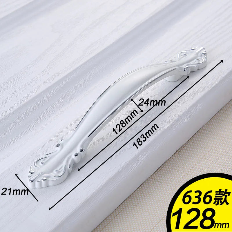 European Ivory White Cabinet Handle – Elegant Zinc Alloy Drawer Pulls for Dressers, Closets, and Cupboards (96mm) Dlight Decor