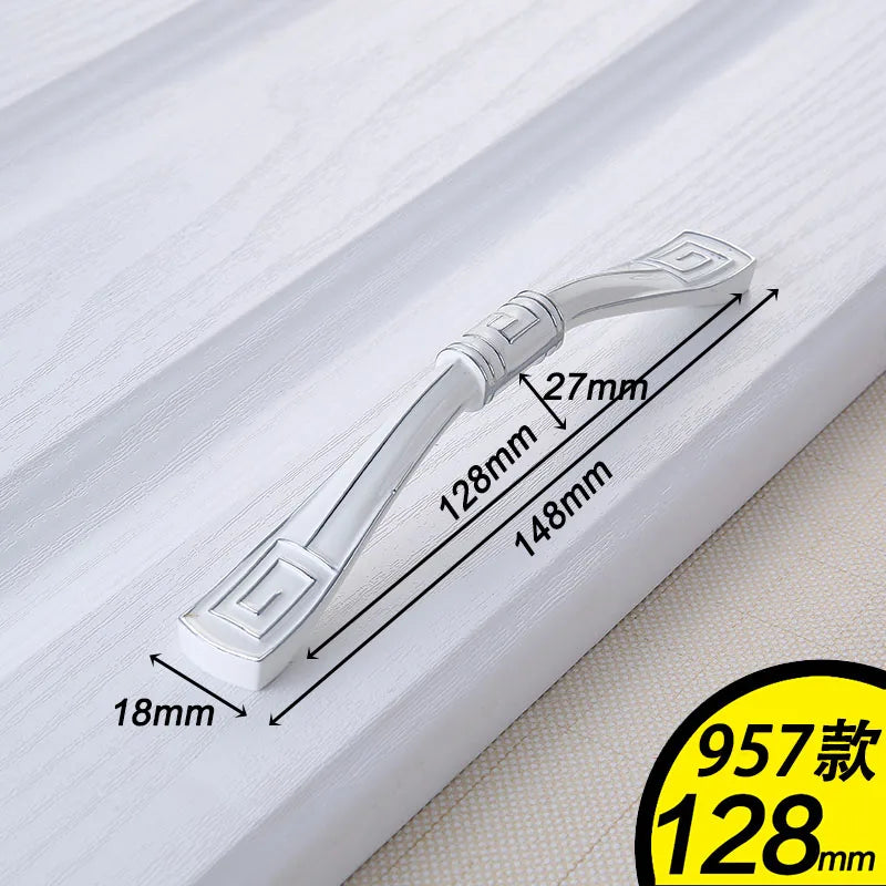 European Ivory White Cabinet Handle – Elegant Zinc Alloy Drawer Pulls for Dressers, Closets, and Cupboards (96mm) Dlight Decor