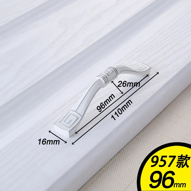 European Ivory White Cabinet Handle – Elegant Zinc Alloy Drawer Pulls for Dressers, Closets, and Cupboards (96mm) Dlight Decor