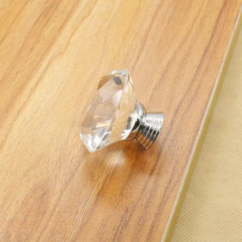 Round Cut Crystal Ball Knobs – Polished Chrome Cabinet Handles in 30mm, 40mm, 50mm (Clear, Pink, Blue, Green, Amber) Dlight Decor