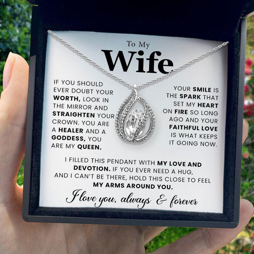 To My Beautiful Wife - I Love You, Always &  Forever - Orbital Birdcage Necklace