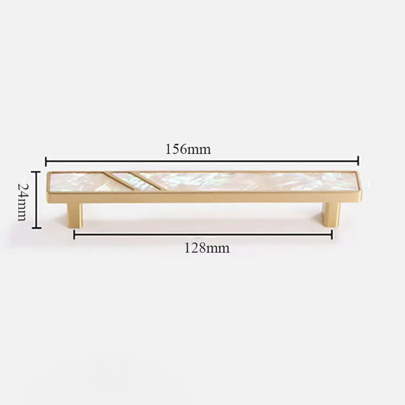 Brass Furniture Handle with Natural Shell – Modern Wardrobe, Drawer, and Dresser Knobs Dlight Decor