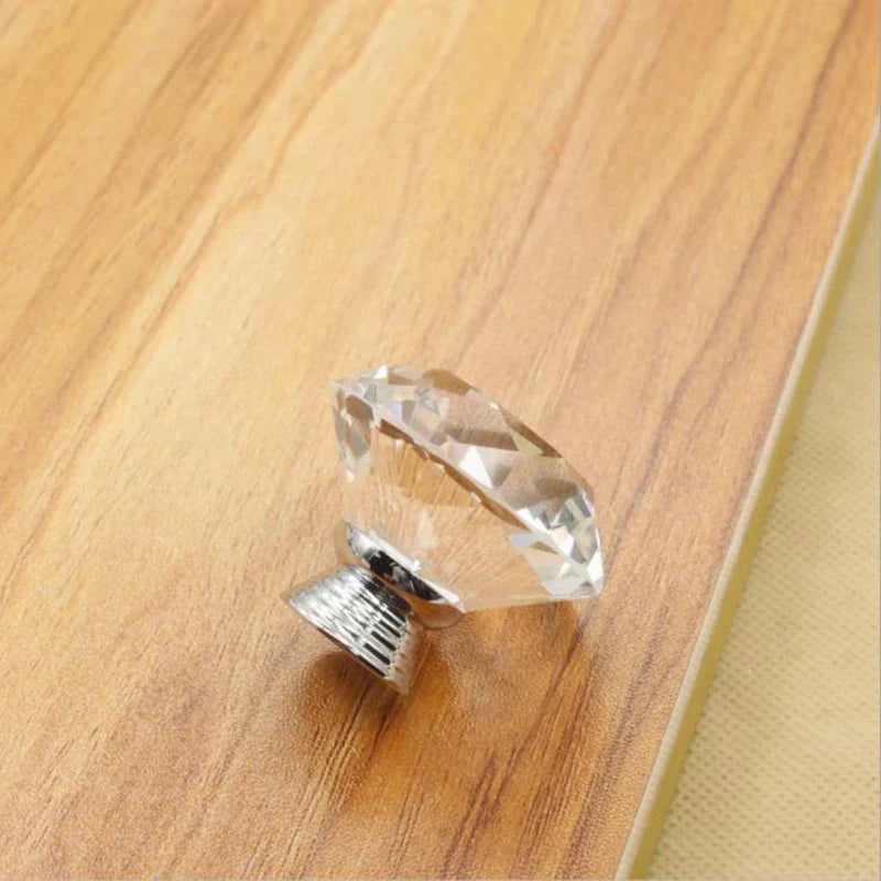 Round Cut Crystal Ball Knobs – Polished Chrome Cabinet Handles in 30mm, 40mm, 50mm (Clear, Pink, Blue, Green, Amber) Dlight Decor