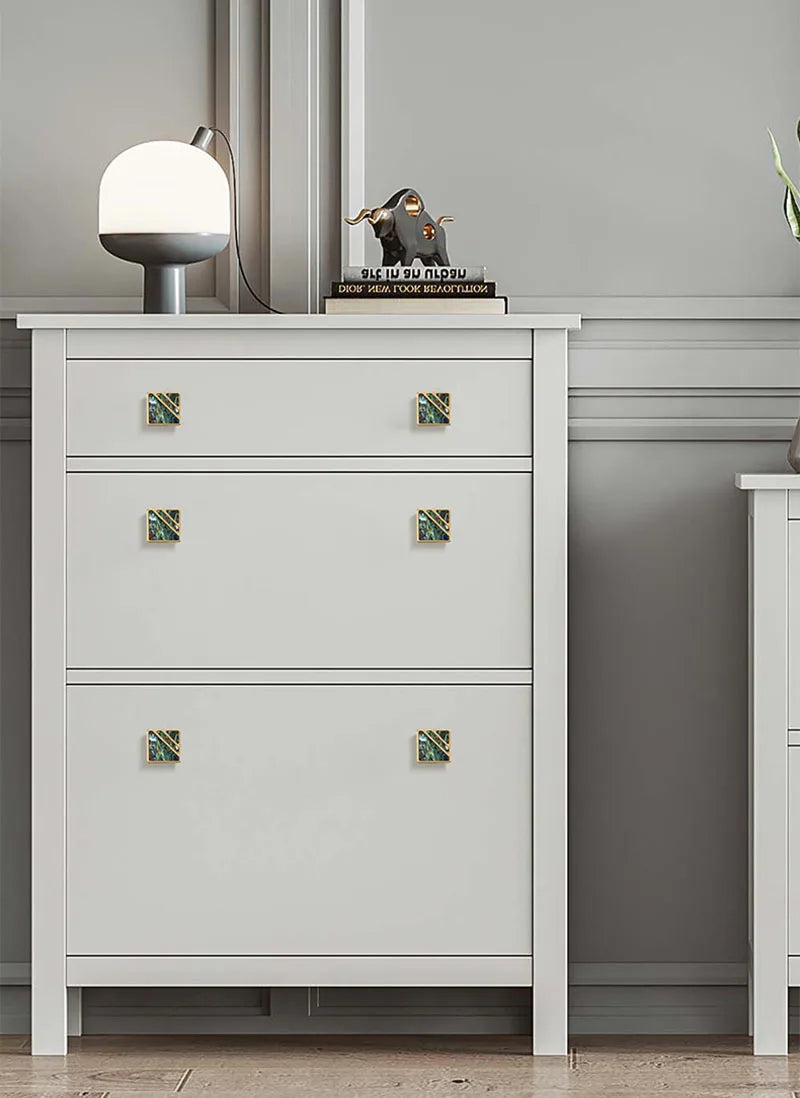 Brass Furniture Handle with Natural Shell – Modern Wardrobe, Drawer, and Dresser Knobs Dlight Decor