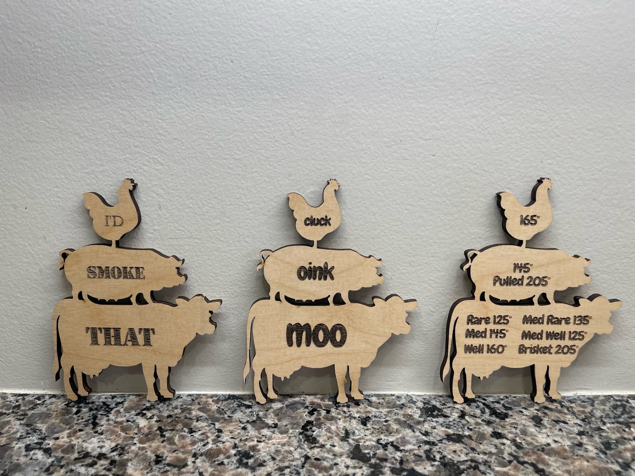 Chicken Pig Cow Magnet AVEL Woodworking