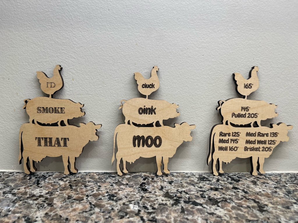 Chicken Pig Cow Magnet AVEL Woodworking