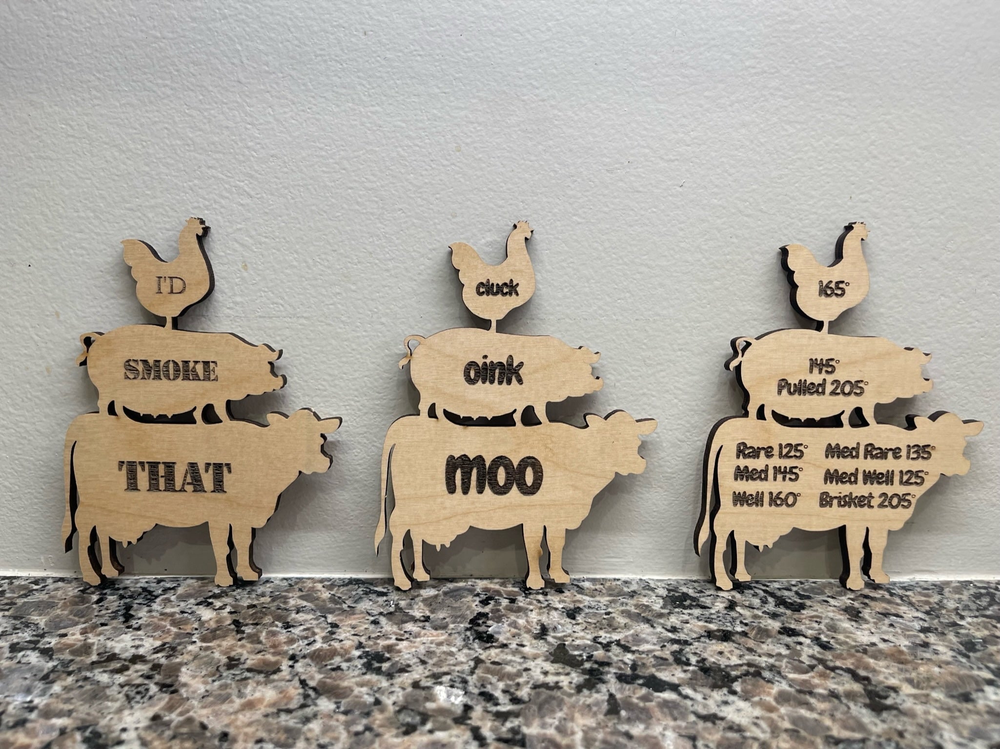 Chicken Pig Cow Magnet AVEL Woodworking