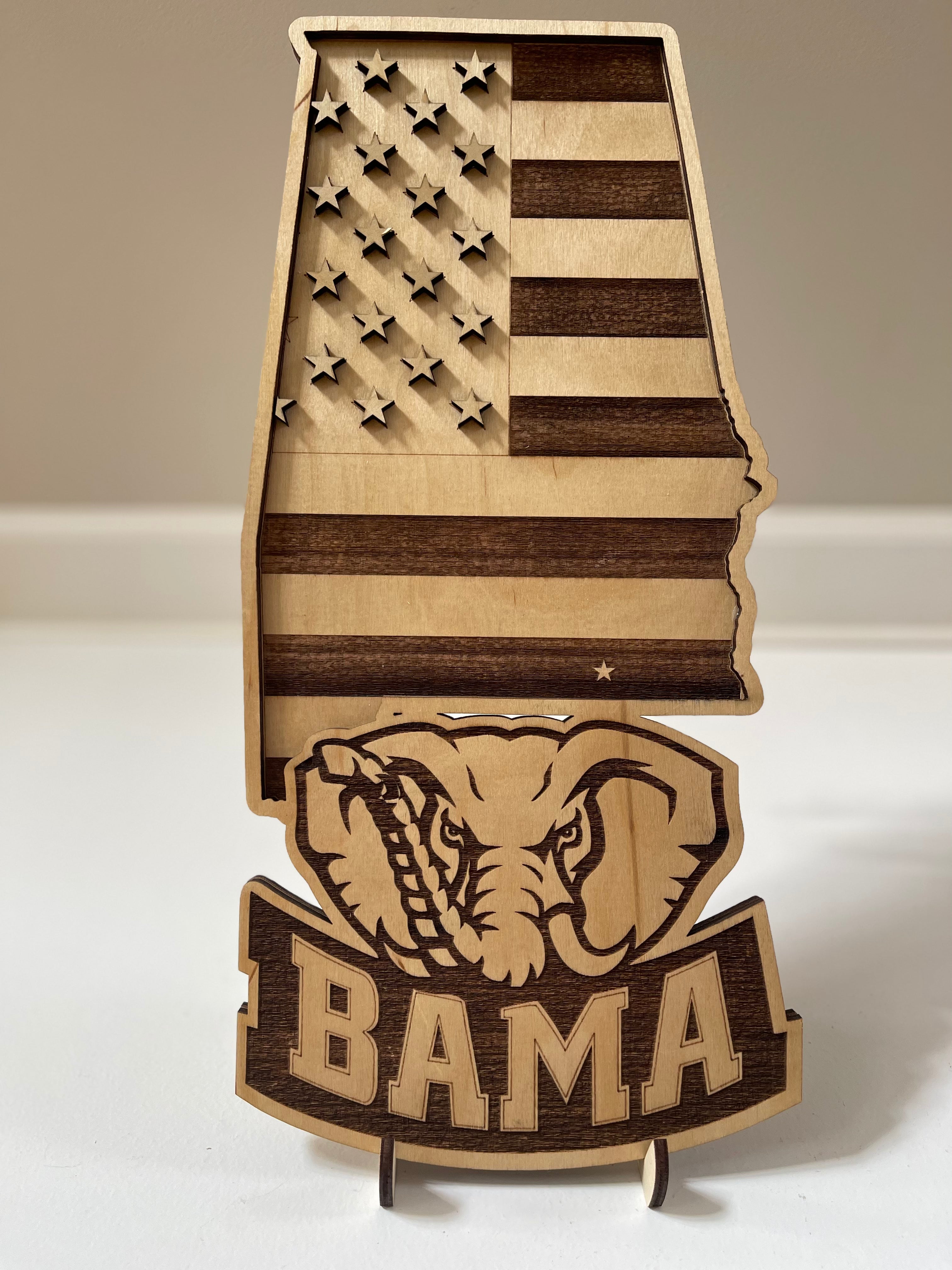 American Flag State Cut-Out AVEL Woodworking