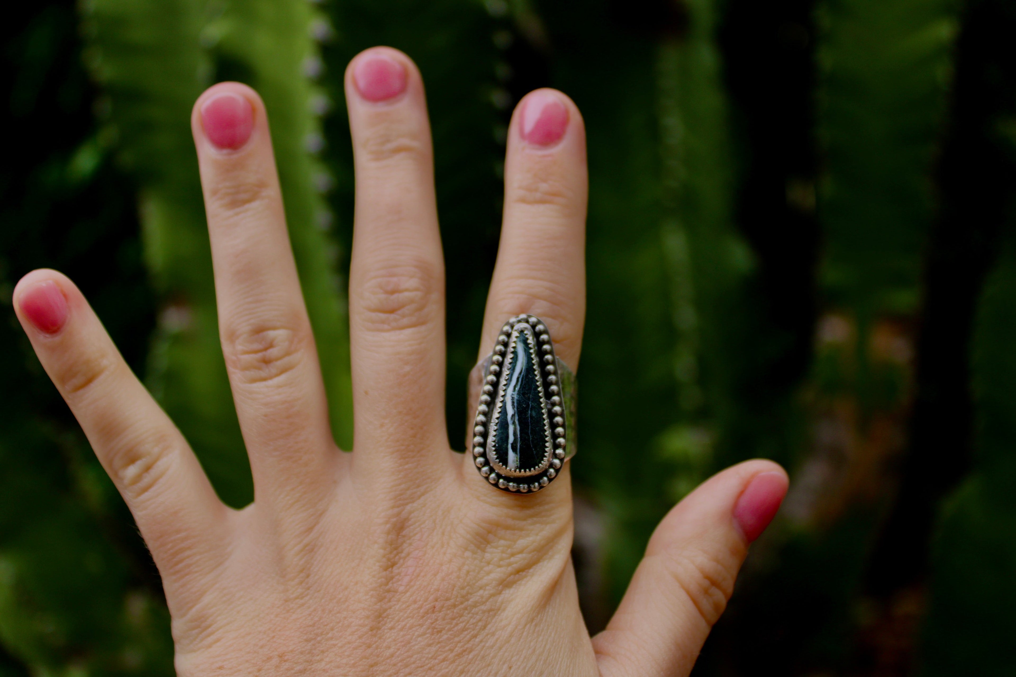 Size 9 1/2- White Buffalo Hammered Ring