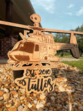 Helicopter Family Name Plaque AVEL Woodworking