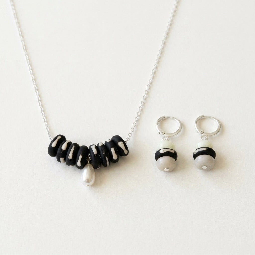 Dalmatian Necklace & Earrings Set Ostella Shells