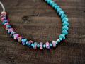 Pink Dahlia and Kingman Beaded Necklace