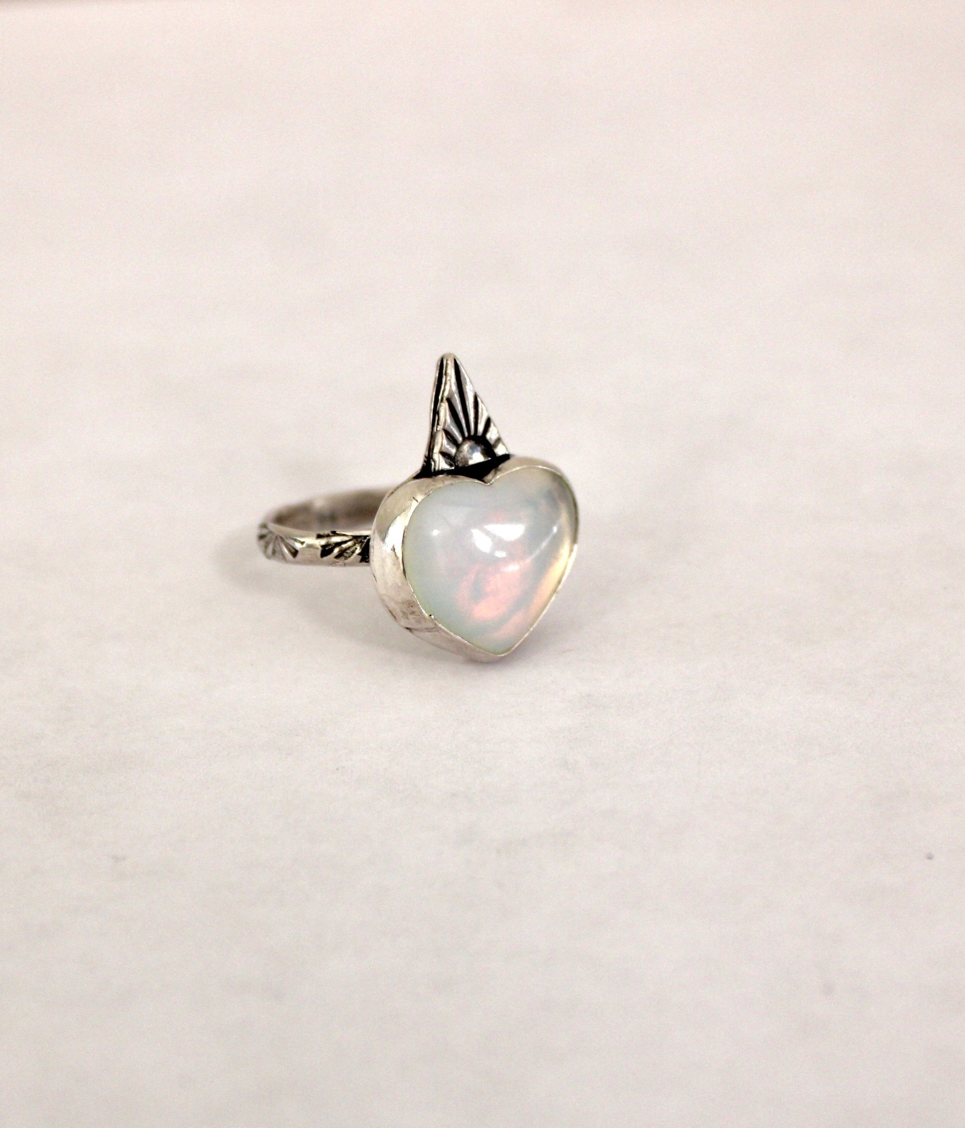 Opalite Heart Ring - Size 8
