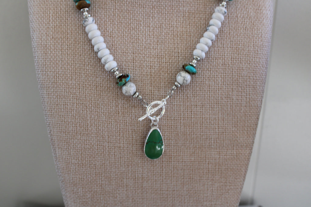 Nina Maria Turquoise toggle necklace on beaded chain