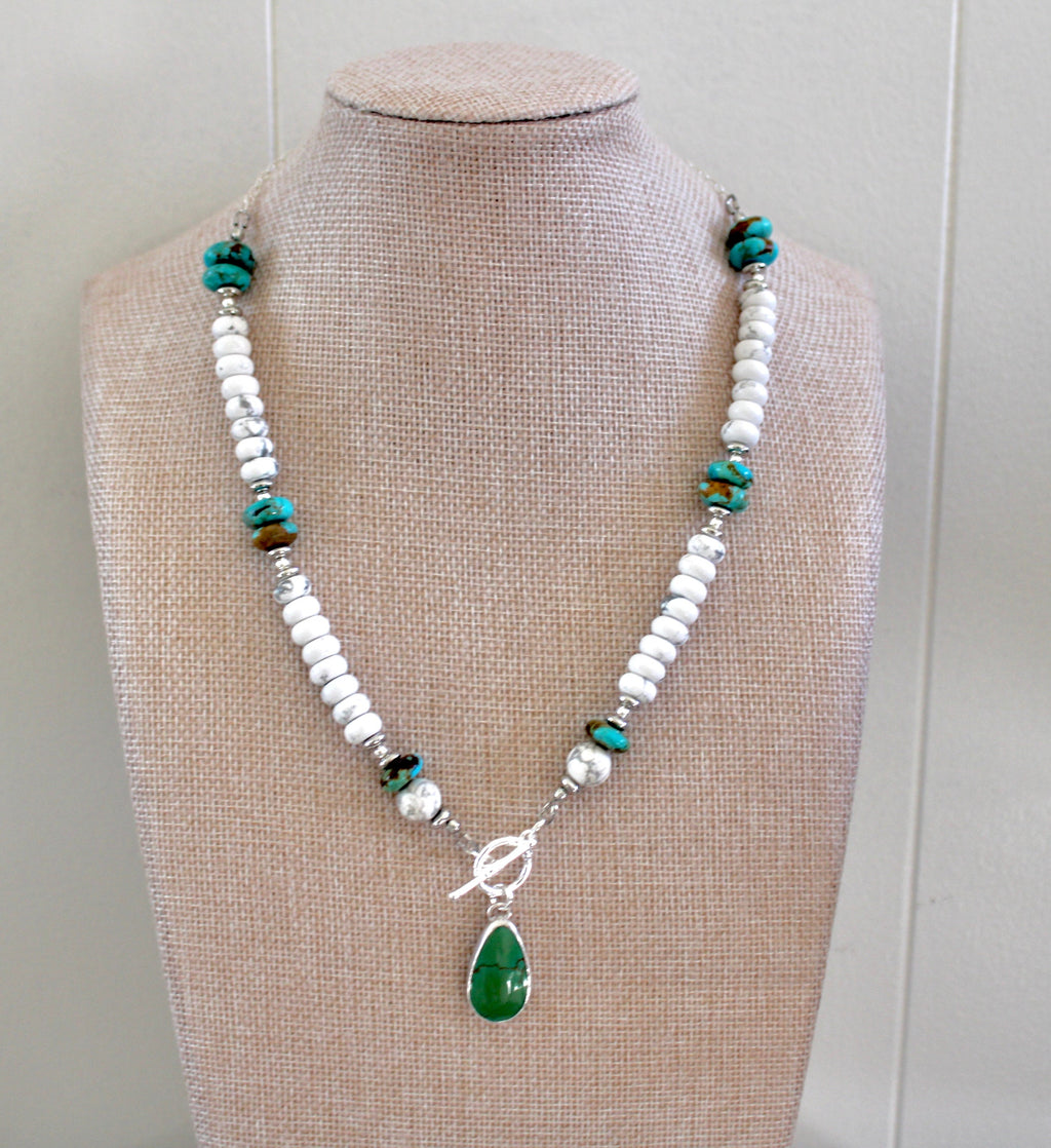Nina Maria Turquoise toggle necklace on beaded chain