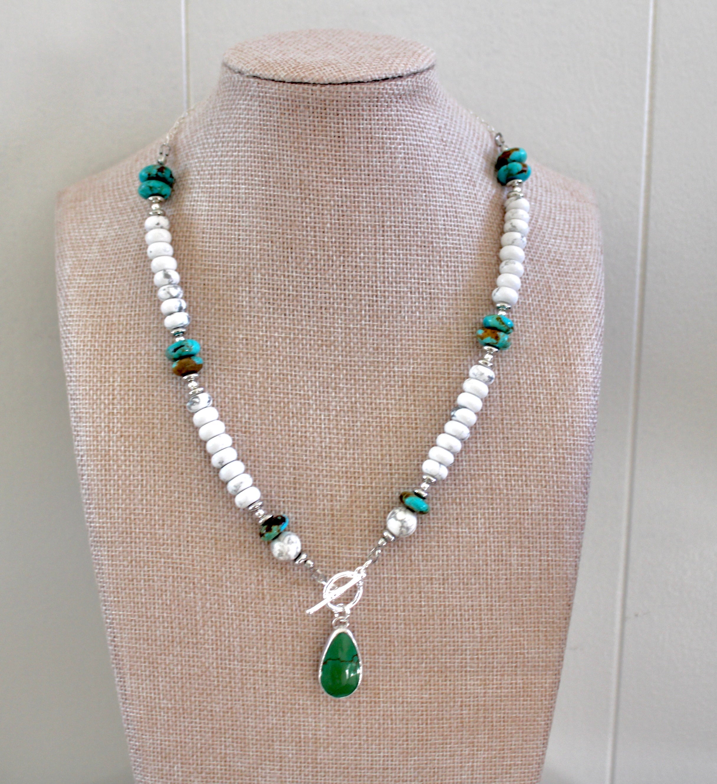 Nina Maria Turquoise toggle necklace on beaded chain