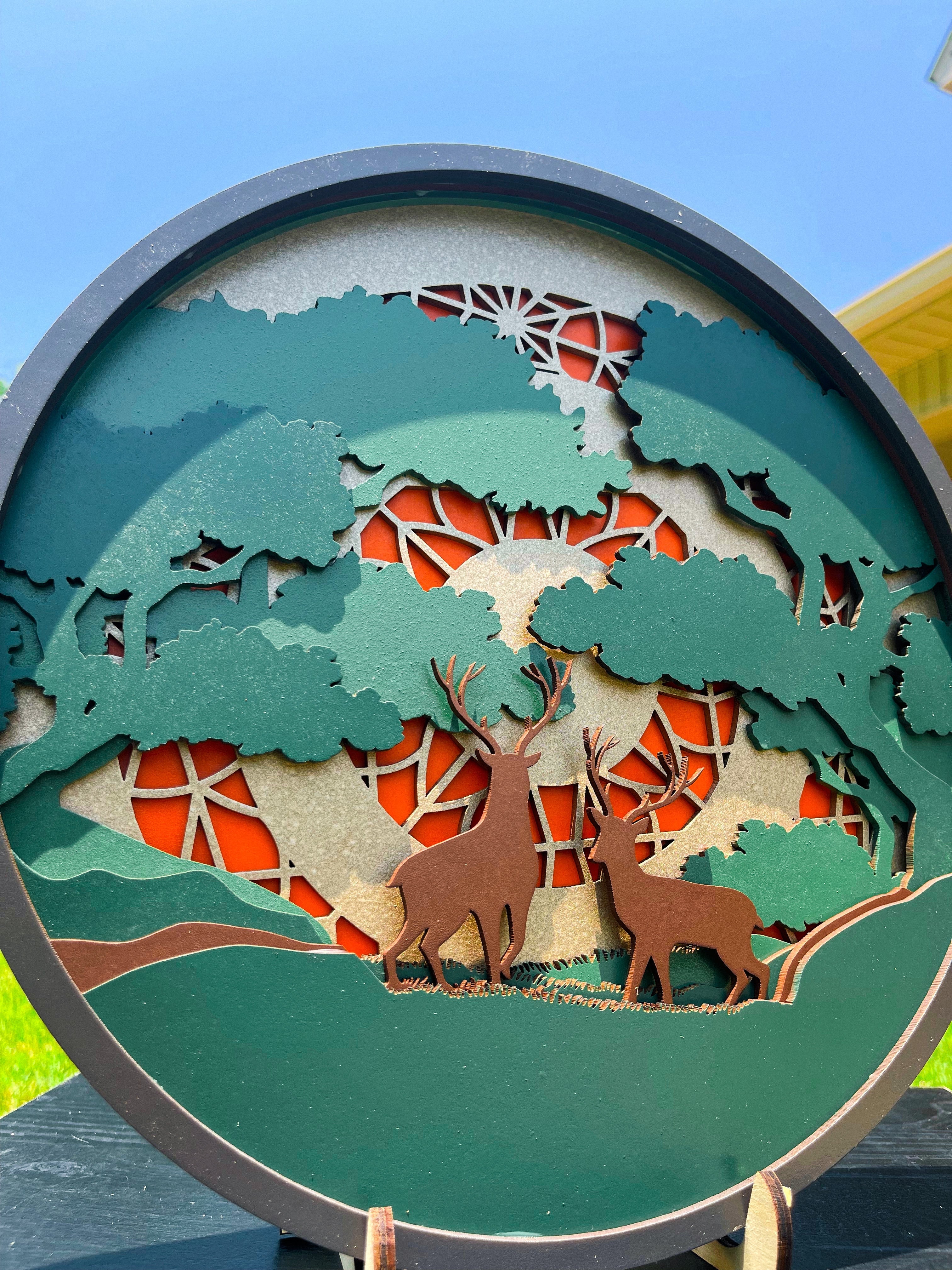 Deer Scenic Mandala AVEL Woodworking