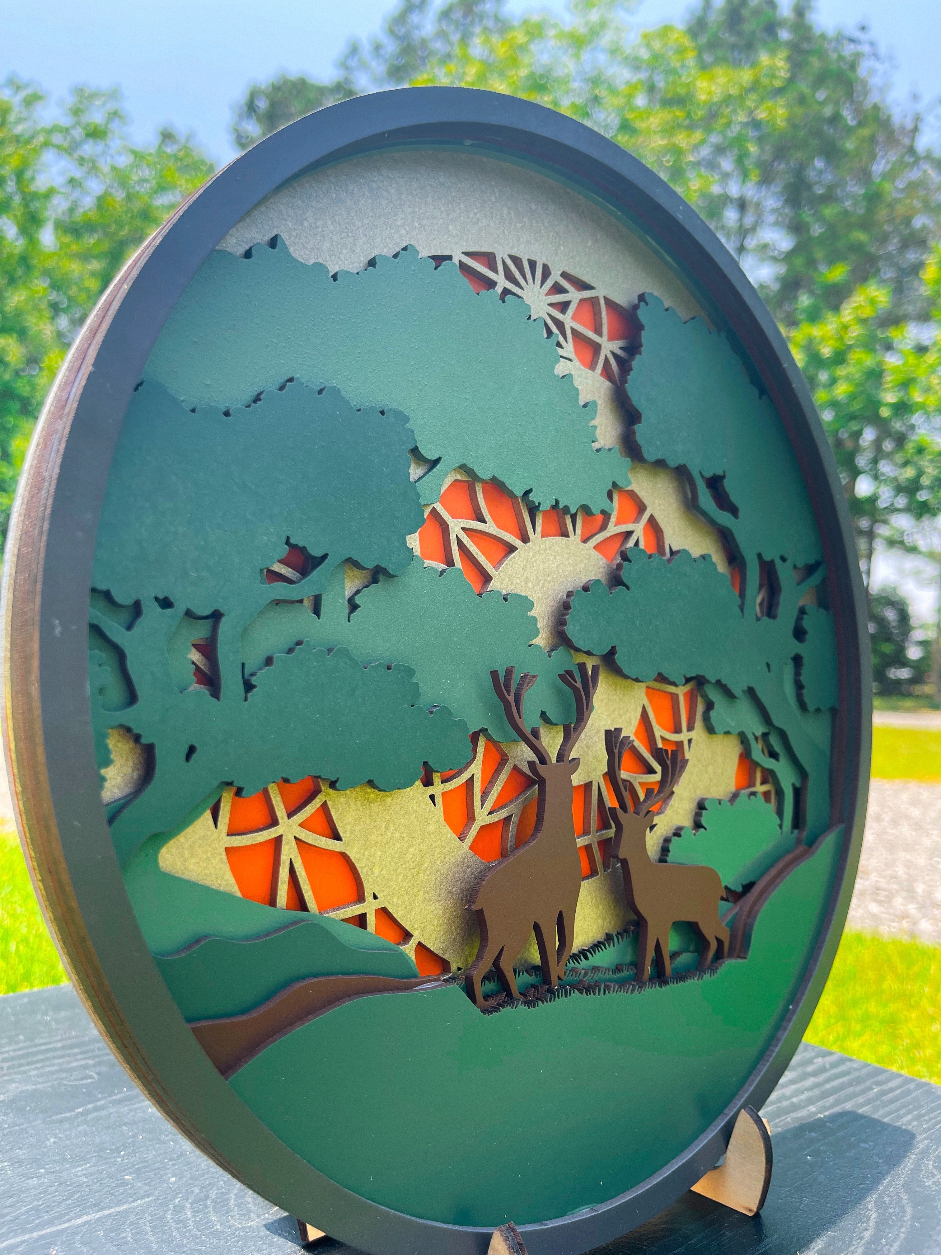 Deer Scenic Mandala AVEL Woodworking