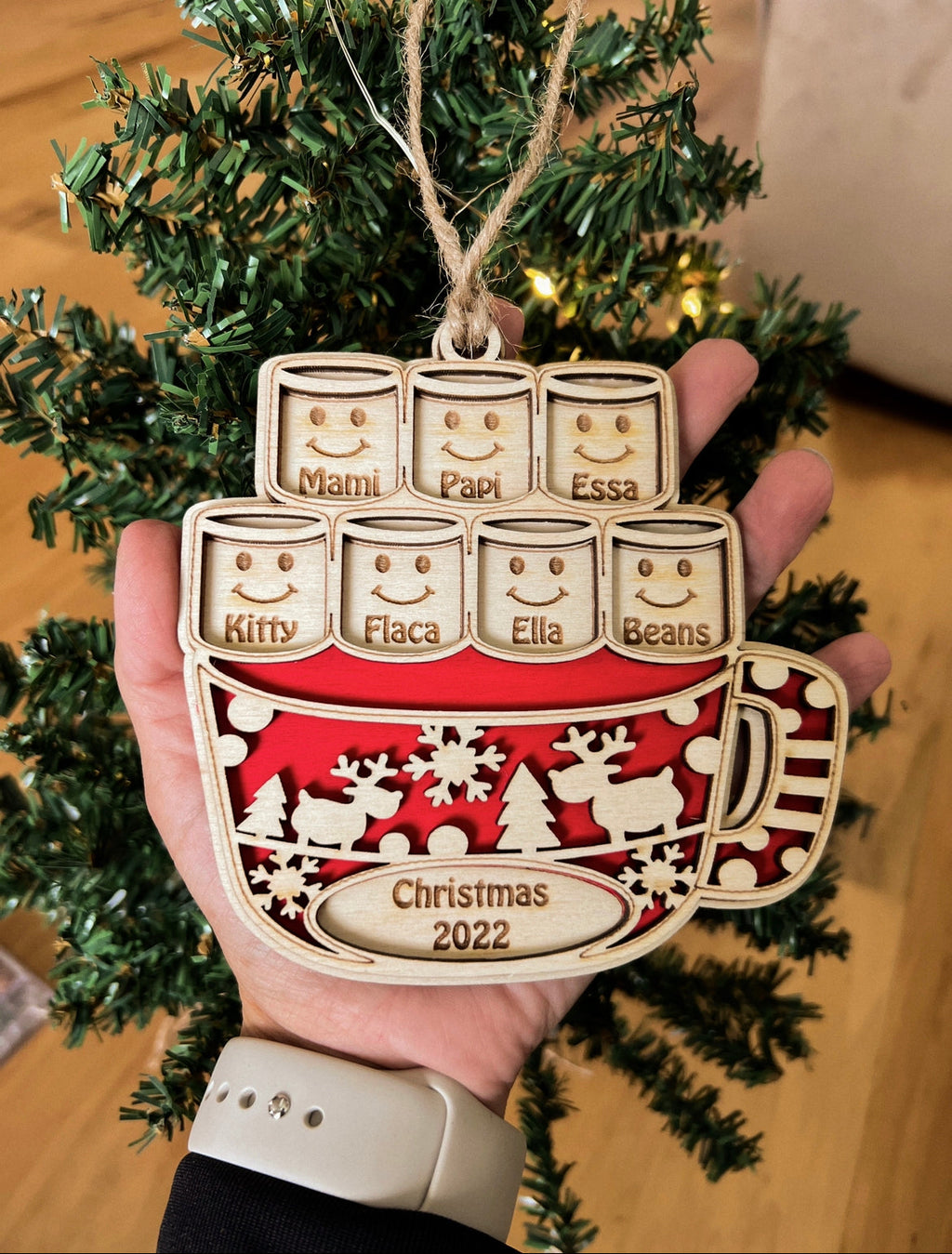 Personalized Marshmallow Cup Ornament AVEL Woodworking