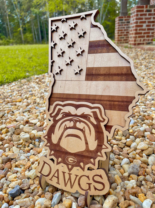 American Flag State Cut-Out AVEL Woodworking