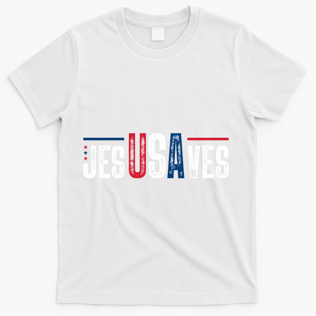 Jesus Saves USA Faith 4th Of July T-Shirt Mood Vibes Tees - Express Your Mood, Wear Your Style