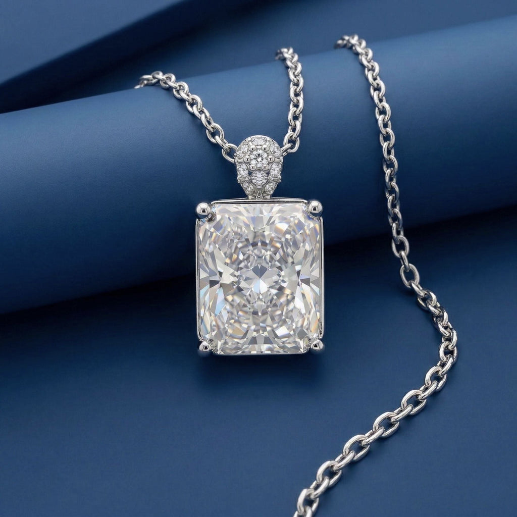 5CT (10mm) Radiant Cut Moissanite Diamond Necklace