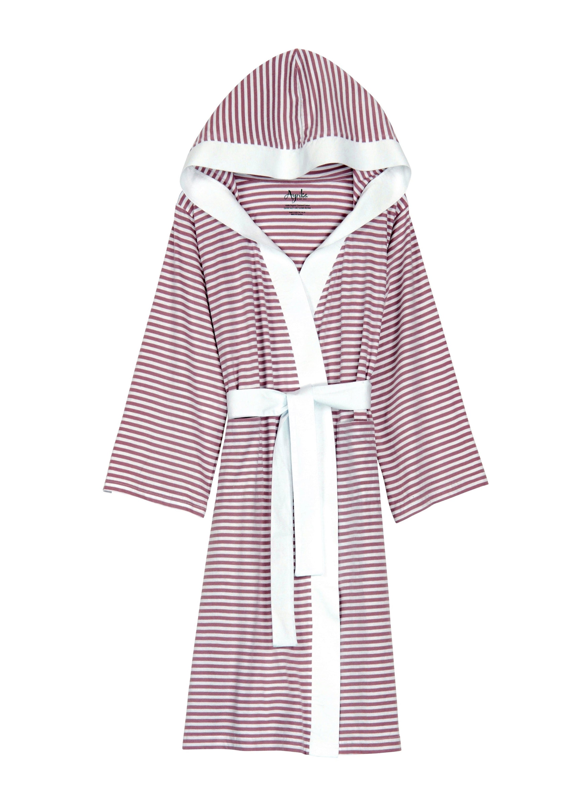 Seaside Serenity Stripe Organic Hooded Short Robe Pure Fiber