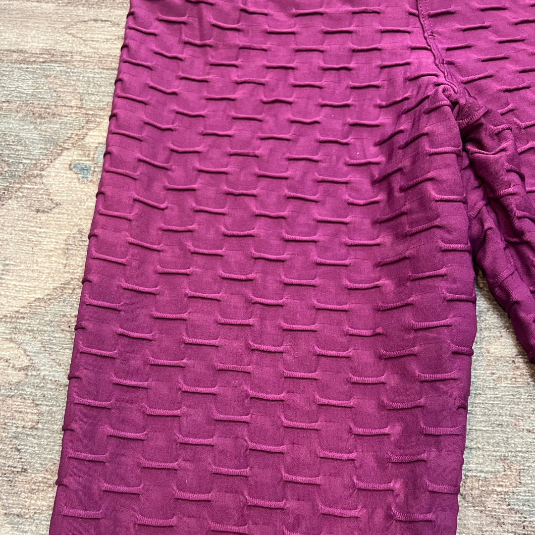 Basket Weave Jacquard Long Legging - Magenta