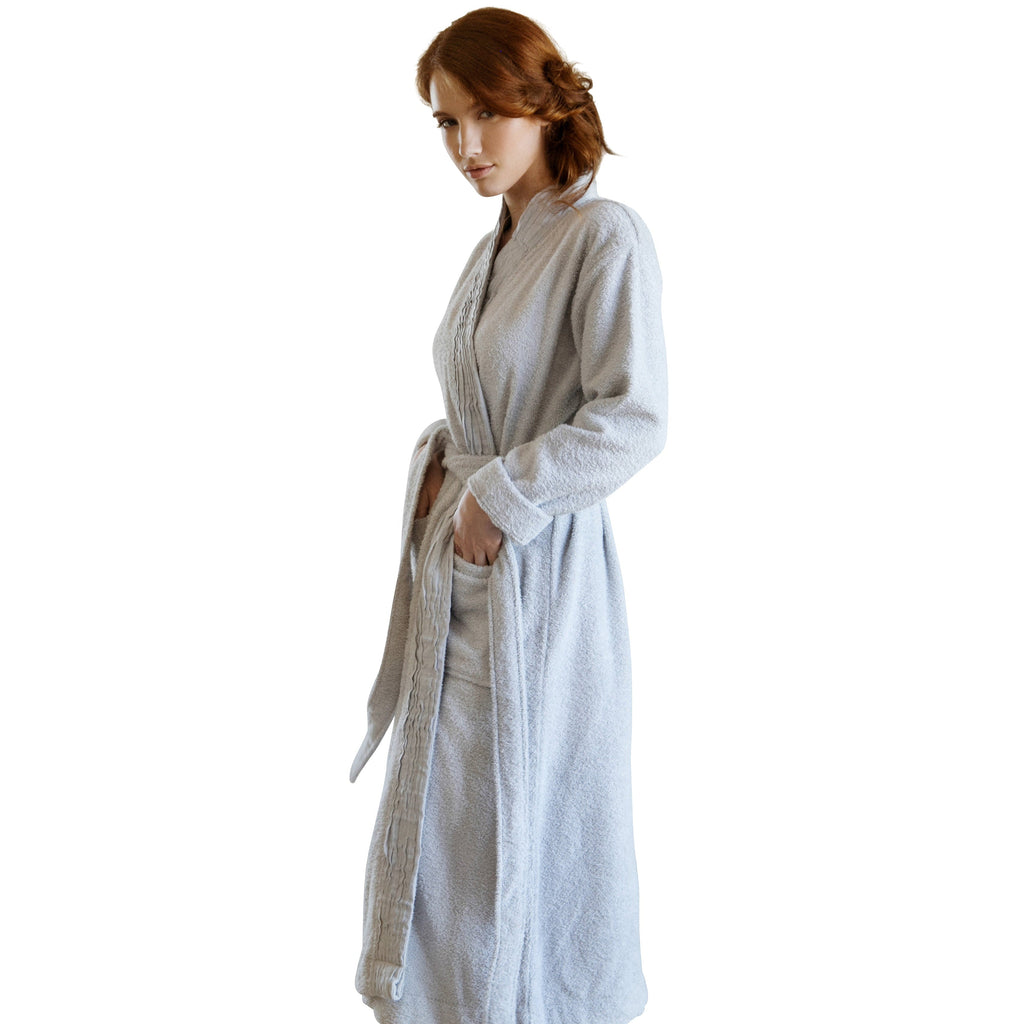 Turkish Cotton Terry Cloth Pleated Bathrobe Pure Fiber