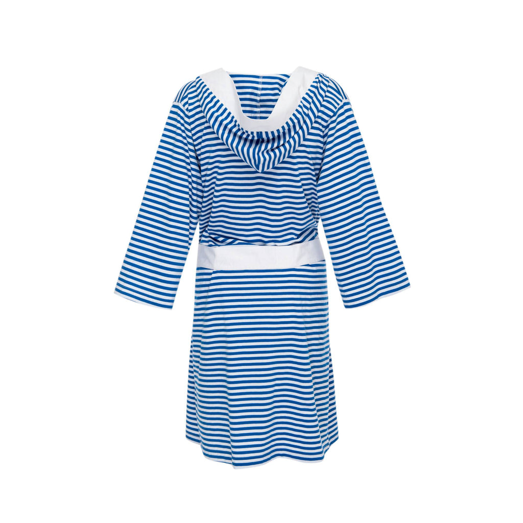 Seaside Serenity Stripe Organic Hooded Short Robe Pure Fiber