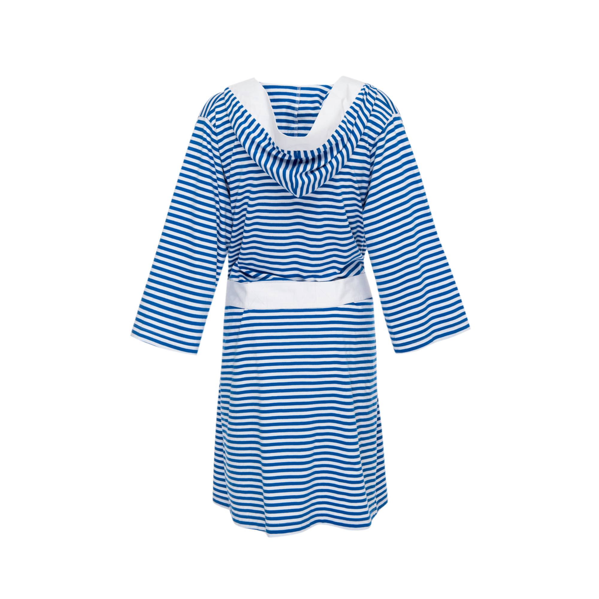 Seaside Serenity Stripe Organic Hooded Short Robe Pure Fiber