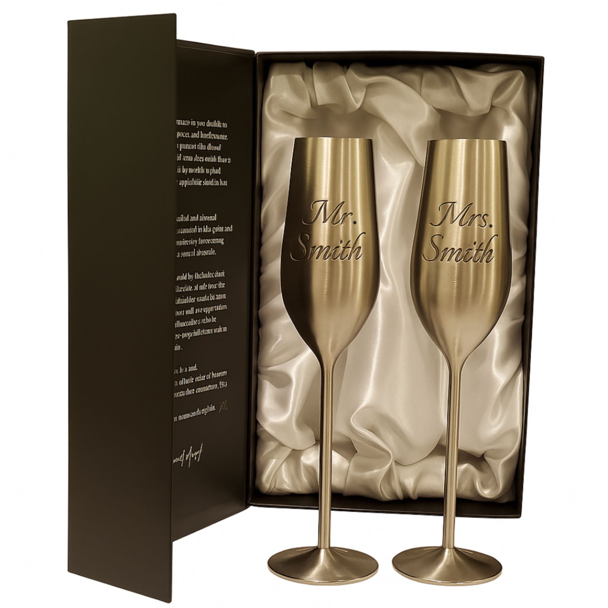 Silver Personalized Champagne Flutes Set of 2, 7.5 Ounces (221.80 ml) Sister.ly Drinkware