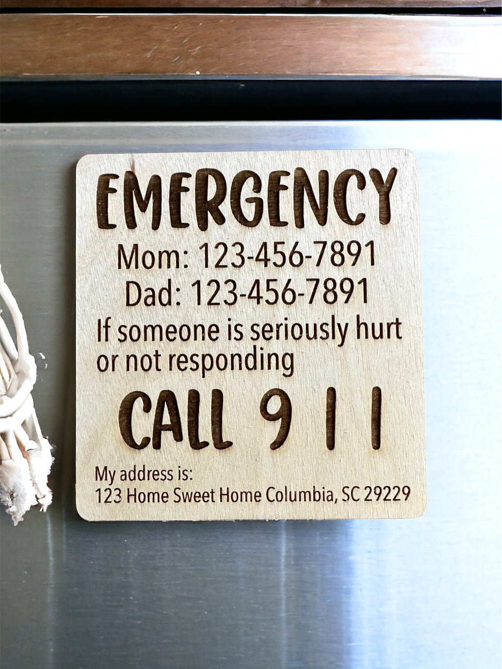 Personalized Emergency Magnet AVEL Woodworking