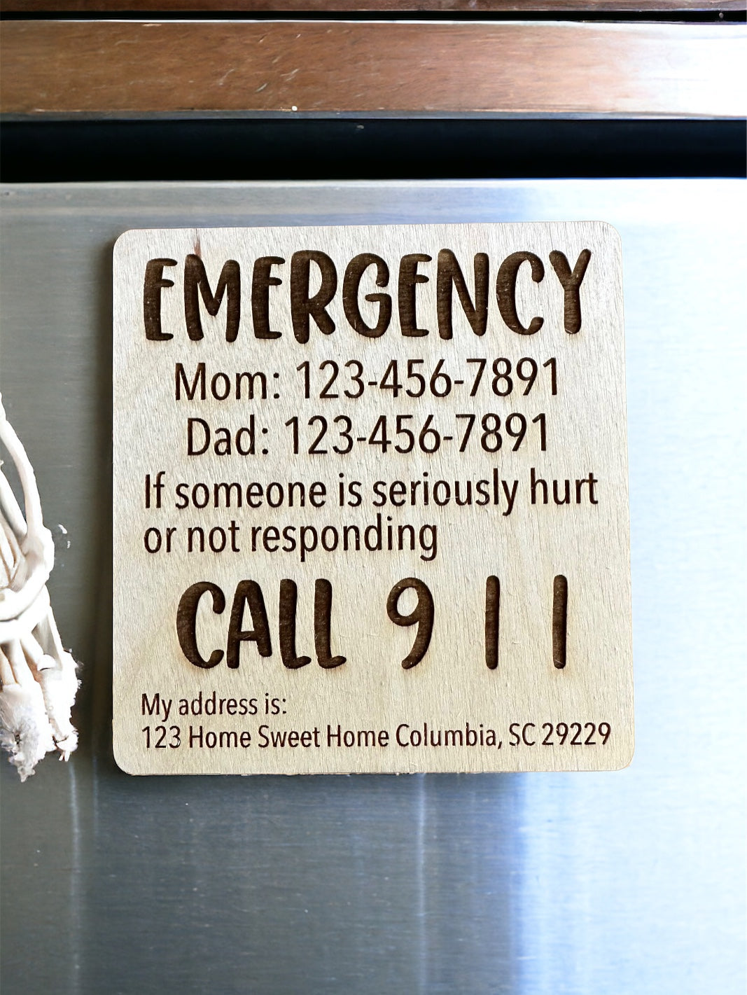 Personalized Emergency Magnet AVEL Woodworking