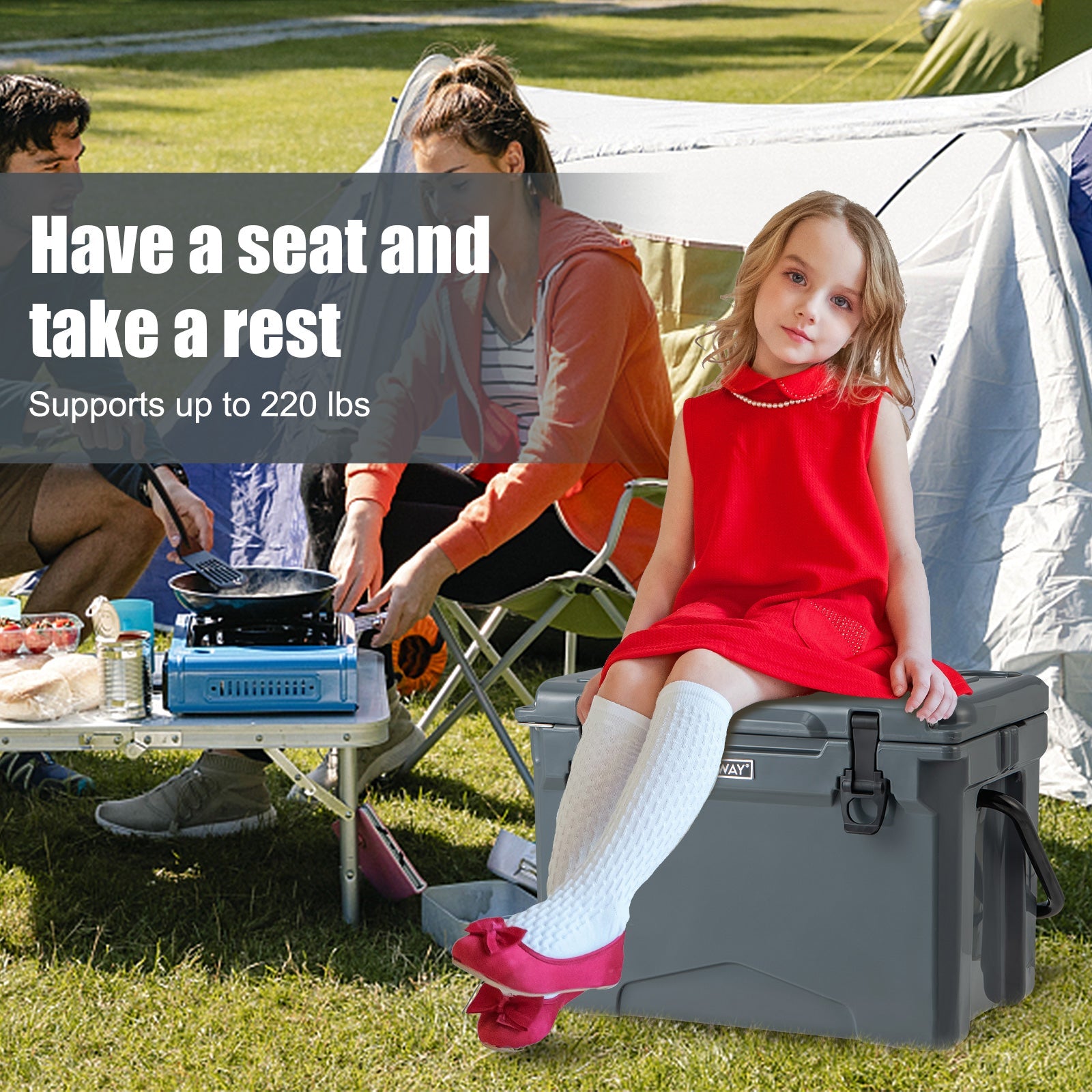 25 QT Hard Cooler with Aluminum Handle and Integrated Cup Holders
