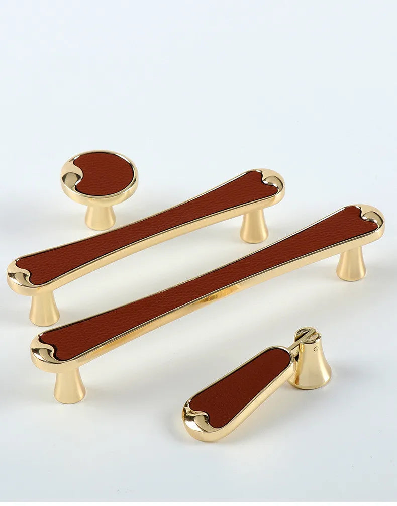 Modern Black and Red Leather Cabinet Handle – Sleek Zinc Alloy Drawer Pulls for Wardrobes and Cupboards (96mm/128mm) Dlight Decor