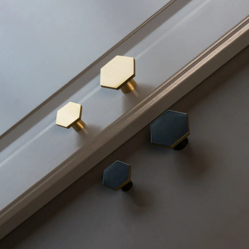 1 Piece - Mini Hexagon Gold Drawer Knob – Luxury Zinc Alloy Single Hole Handle for Cabinets and Doors Dlight Decor