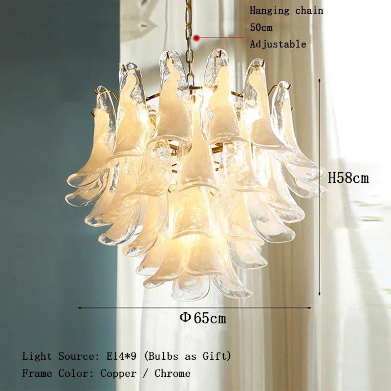 Elara White Petal Glass LED Chandelier for Staircase & Villa Décor Dlight Decor