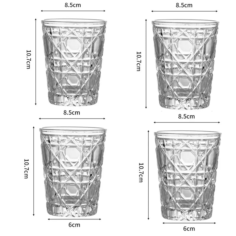 Dlight Decor 4pc Diamond Glass Set 310ml Clear Cups Dlight Decor