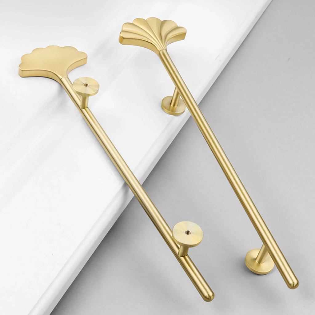 1PC Solid Brass Ginkgo Leaf Handle – Elegant Gold Furniture Knob for Cabinets, Wardrobes, and Cupboards Dlight Decor